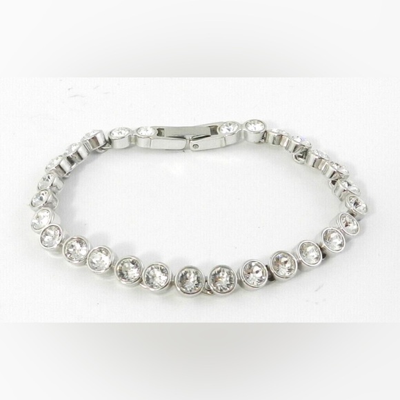 Swarovski Silver Crystal Tennis Bracelet | Rhodium Plated | Swan Signed | New - Picture 2 of 6